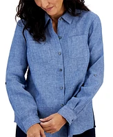 Charter Club Petite 100% Linen Button-Front Shirt