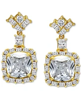 Cubic Zirconia Cushion Halo Drop Earrings in Sterling Silver, Created for Macy's