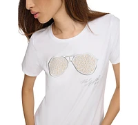 Karl Lagerfeld Paris Women's Embellished Sunglasses T-Shirt, Regular & Petites