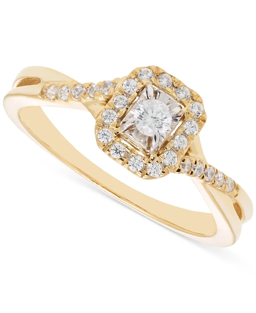 Diamond Halo Twist Engagement Ring (1/4 ct. t.w.) in 14k Gold