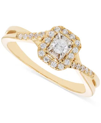 Diamond Halo Twist Engagement Ring (1/4 ct. t.w.) in 14k Gold