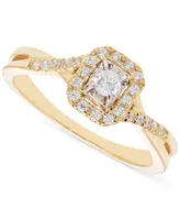 Diamond Halo Twist Engagement Ring (1/4 ct. t.w.) in 14k Gold