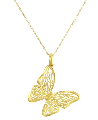 Butterfly Openwork Filigree Butterfly 18" Pendant Necklace in 10k Gold