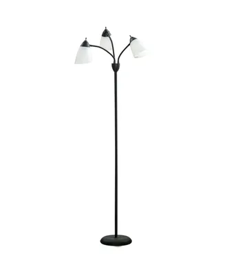 Homcom Arc Tree Floor Lamp with 3 Adjustable Rotating Lights, for Bedroom Living Room, Industrial Standing Lamp with Steel Frame, Black