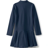 Lands' End Little Girls School Uniform Long Sleeve Mesh Pleated Polo Dress