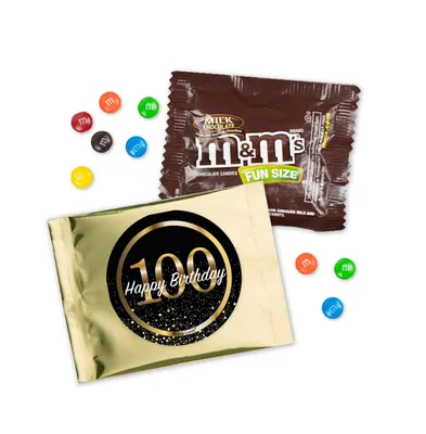 12 Pcs 100th Birthday Candy M&M's Party Favor Packs - Milk Chocolate