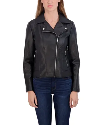 Sebby Collection Women's Faux Leather Biker Jacket