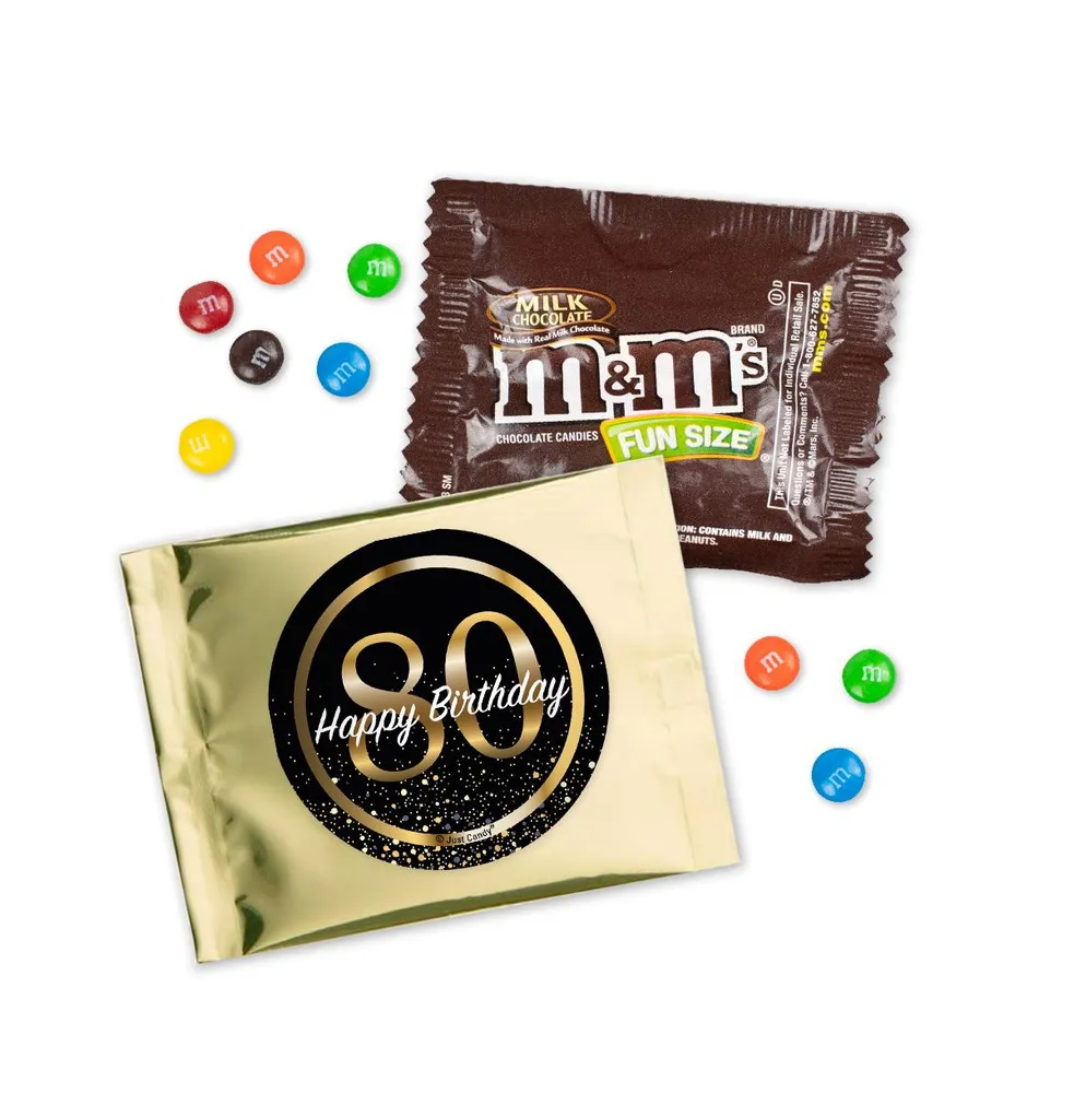 12 Pcs 80th Birthday Candy M&M's Party Favor Packs - Milk Chocolate