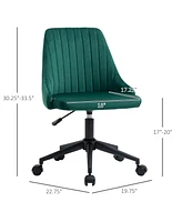 Vinsetto Mid-Back Office Chair, Velvet Fabric Swivel Scallop Shape Computer Desk Chair for Home Office or Bedroom, Green