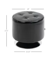 Homcom 360° Swivel Foot Stool Round Pu Ottoman with Thick Sponge Padding and Solid Steel Base