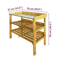 vidaXL Potting Bench with 2 Shelves Solid Acacia Wood and Zinc