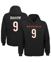 Big Boys Joe Burrow Black Cincinnati Bengals Mainliner Player Name and Number Pullover Hoodie