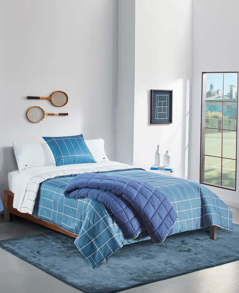Lacoste Home Ashcombe 2 Piece Check Comforter Set, Twin
