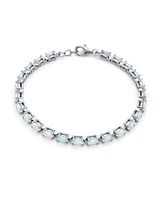 Bling Jewelry Simple Strand Created White Synthetic Opal Tennis Bracelet For Women Sterling Silver 7-7.5 Inch