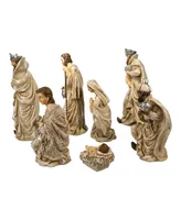 Kurt Adler 3-13" Resin Nativity Table 7 Piece Set