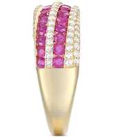 Ruby (1 ct. t.w.) & Diamond (1/2 ct. t.w.) Multirow Band in 14k Gold