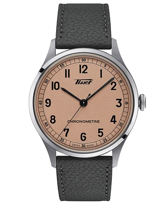 Tissot Unisex Swiss Automatic Heritage 1938 Gray Leather Strap Watch 39mm