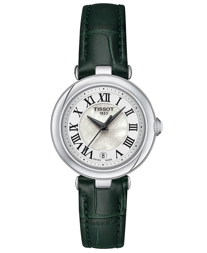 Tissot Women's Swiss Bellissima Green Leather Strap Watch 26mm
