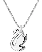 Swarovski Silver-Tone Blue Crystal Iconic Swan Pendant Necklace, 15-1/2 + 2" extender