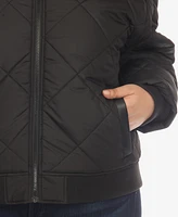 White Mark Plus Diamond Quilted Puffer Bomber Jacket