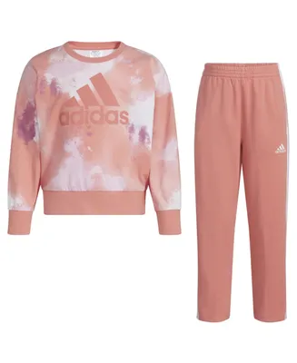 adidas Toddler Girls Printed French Terry Pullover and Pant Set, 2-Piece