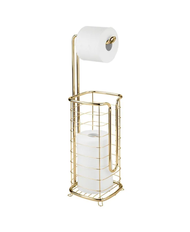 Soraa mdesign decorative metal free-standing toilet paper holder stand with  storage for 3 rolls of toilet tissue - for bathroom/powde