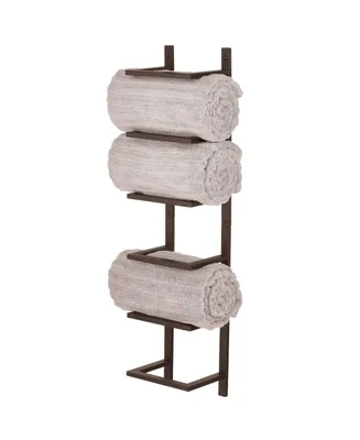 mDesign Metal 5-Tier Wall Mount Towel Rack Holder and Storage Organizer