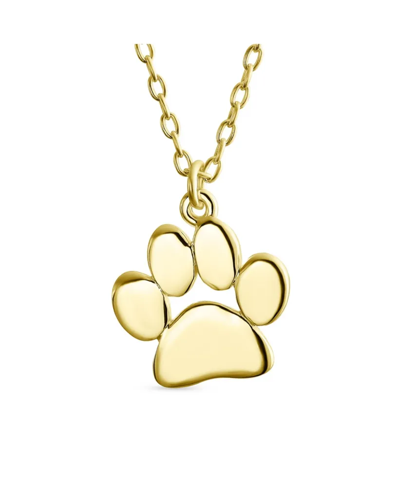 Bling Jewelry Dainty Dog Cat Pet Kitten Puppy Paw Print Pendant Necklace Animal For Women .925 Sterling Silver