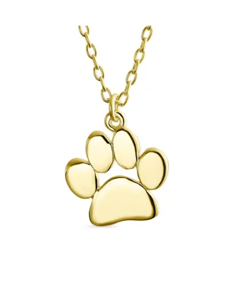 Bling Jewelry Dainty Dog Cat Pet Kitten Puppy Paw Print Pendant Necklace Animal For Women Sterling Silver