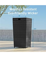 Nestl Outdoor Durable Wicker Trash Can with Lid - 30 Gallon