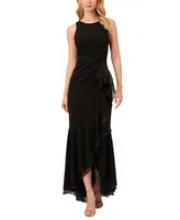 Adrianna Papell Women's Sleeveless Ruffled High-Low Gown