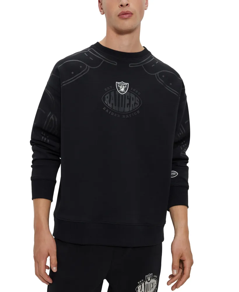 Men's Boss x NFL Zip-Neck Sweatshirt with Collaborative Branding - Raiders Black - Size Large