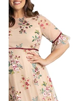 Kiyonna Plus Wildflower Embroidered Floral Mesh Dress