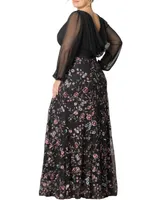 Kiyonna Plus Isabella Embroidered Mesh Formal Gown