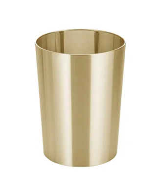 mDesign Small Steel 2.8 Gallon Round Trash Wastebasket Garbage Bin, Soft Brass