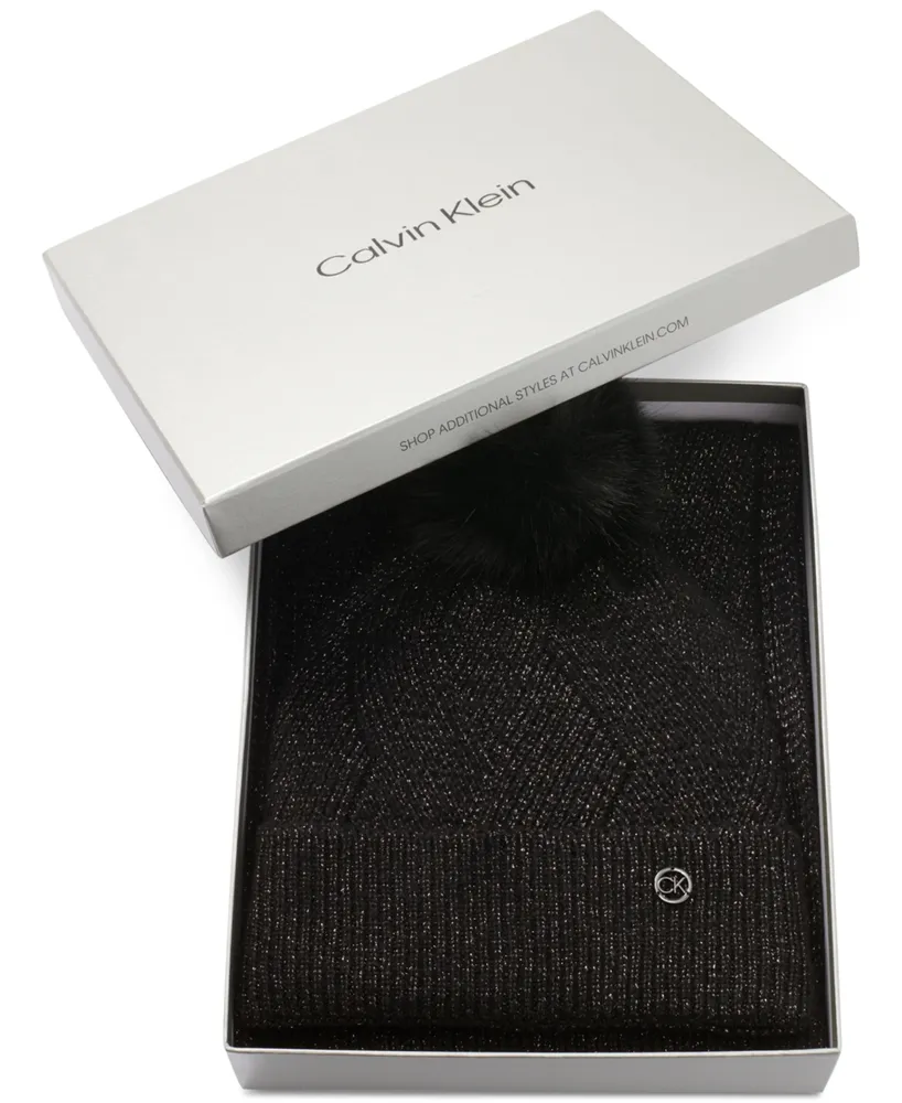 Calvin Klein Gifting Monogram Beanie And Scarf Set in Black