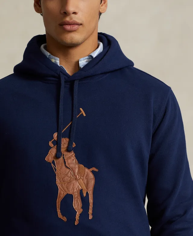 Polo Ralph Lauren Men's The Rl Fleece Leather-Big Pony Hoodie