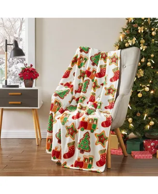 Kate Aurora Christmas Trains & Stockings Oversized Ultra Soft & Plush Throw Accent Blanket - 50 in. W x 70 in. L