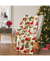 Kate Aurora Christmas Trains & Stockings Oversized Ultra Soft & Plush Throw Accent Blanket - 50 in. W x 70 in. L