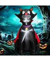 Costway 4.7 Ft Halloween Inflatable Vampire Black Cat with Red Cloak Blow-up Decoration