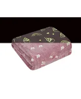 GoodGram Glow In The Dark Pink Rainbows & Cupcakes Ultra Plush Fleece Accent Throw Blanket - 50 In. X 60 In.