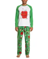 Briefly Stated Matching Men's Peanuts Raglan-Sleeve Top and Pajama Pants Set