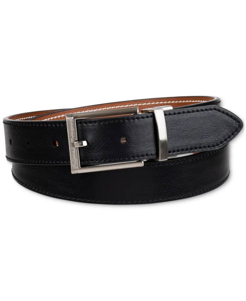 Club Room Men's Two-In-One Reversible Contrast Stitch Belt, Created for Macy's