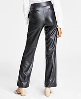 Anne Klein Women's Pull-On Faux-Leather Slash-Pocket Pants