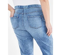 Style & Co Plus Size Mid Rise Straight-Leg Pull-On Jeans, Created for Macy's