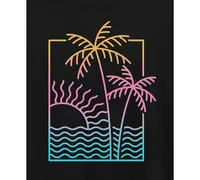 Hybrid Apparel Trendy Plus Neon Palms Graphic T-Shirt