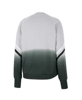 Women's Colosseum Gray Michigan State Spartans Cue Cards Dip-Dye Raglan Pullover Sweatshirt