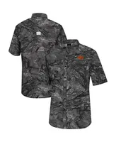 Men's Colosseum Charcoal Oklahoma State Cowboys Realtree Aspect Charter Full-Button Fishing Shirt