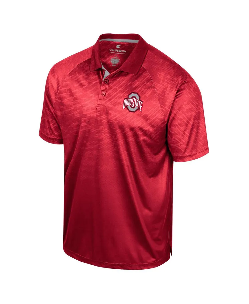 Men's Colosseum Scarlet Ohio State Buckeyes Honeycomb Raglan Polo Shirt