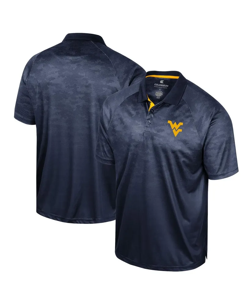 Men's Colosseum Navy West Virginia Mountaineers Honeycomb Raglan Polo Shirt